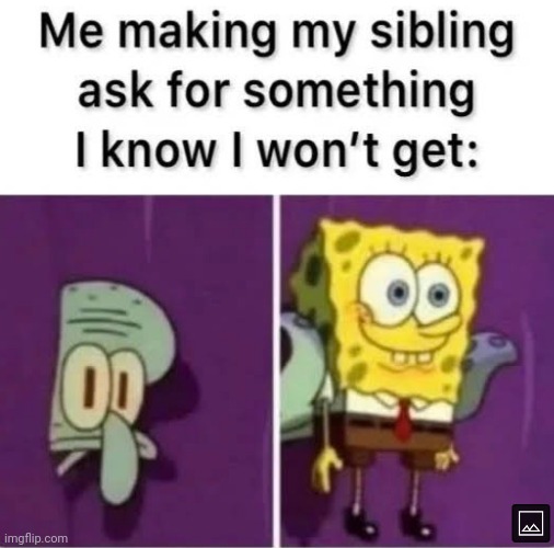 Bro, tell mom to buy something | image tagged in siblings,ask,something | made w/ Imgflip meme maker