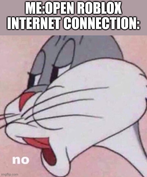 "nope" - internet connection | ME:OPEN ROBLOX
INTERNET CONNECTION: | image tagged in no,memes,funny,roblox | made w/ Imgflip meme maker