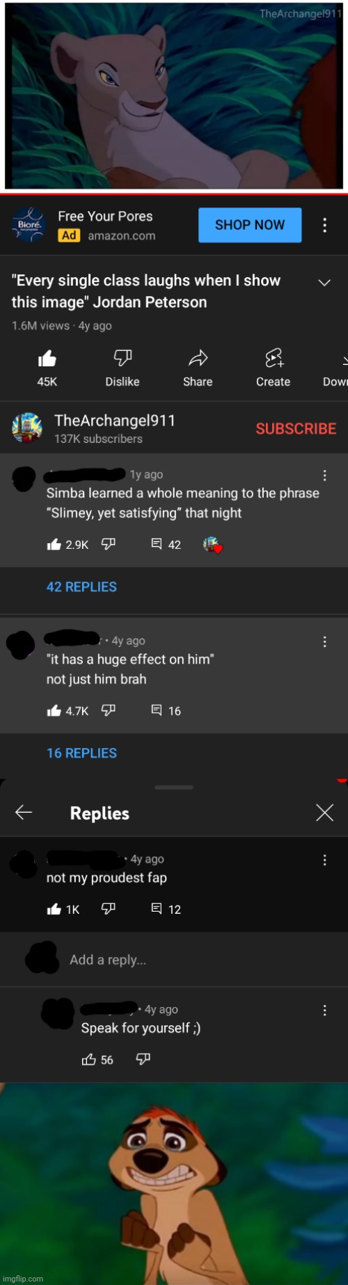 STOP DOING THIS TO PEOPLES' CHILDHOODS | image tagged in cursed comments,meme,youtube comments,the lion king,jordan peterson | made w/ Imgflip meme maker