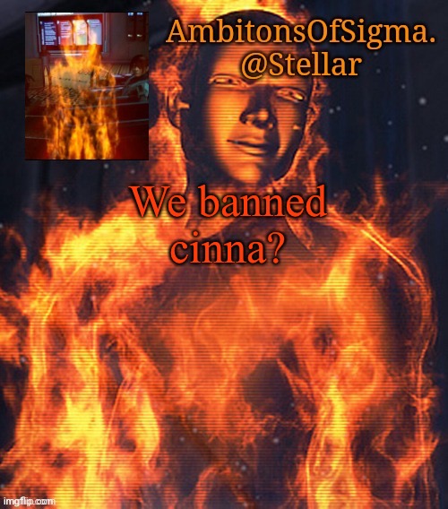 AmbitionsOfSigma | We banned cinna? | image tagged in ambitionsofsigma | made w/ Imgflip meme maker