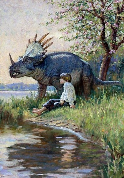 High Quality triceratops and kid Blank Meme Template