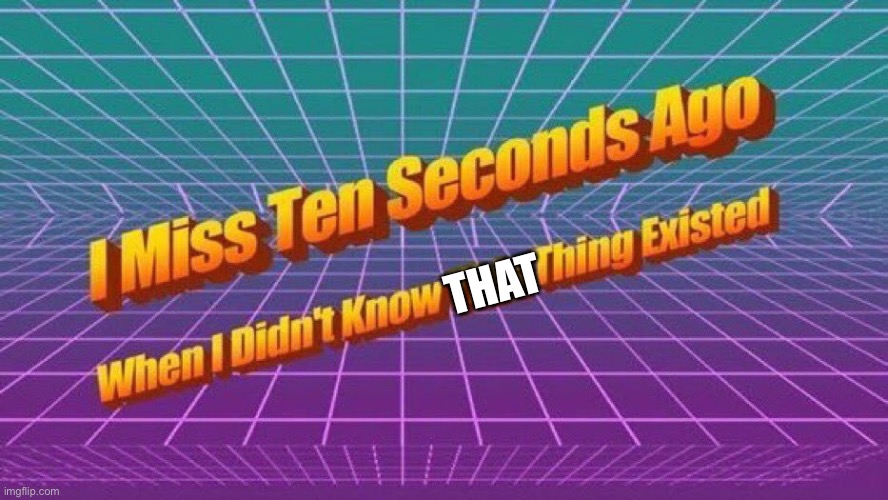 I miss ten seconds ago | THAT | image tagged in i miss ten seconds ago | made w/ Imgflip meme maker