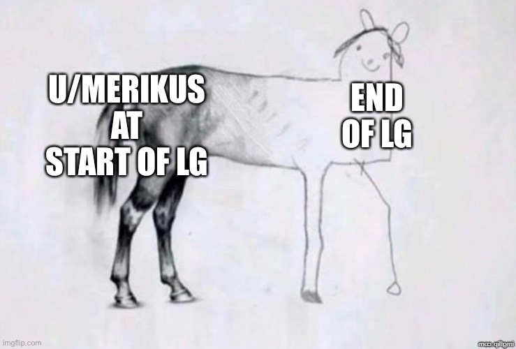 Horse Drawing | U/MERIKUS AT START OF LG; END OF LG | image tagged in horse drawing | made w/ Imgflip meme maker