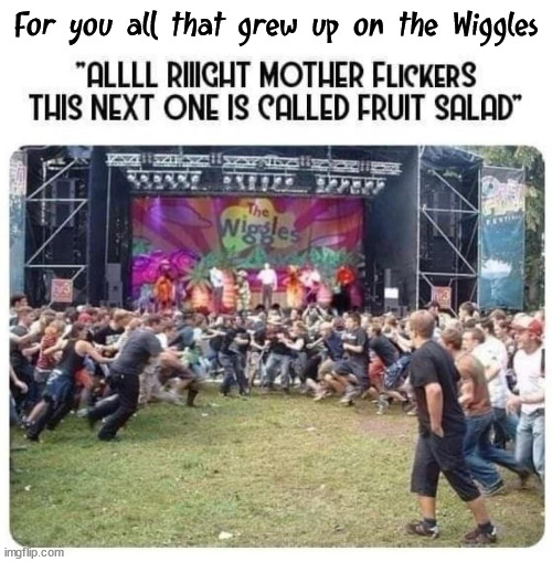 We all started somewhere | For you all that grew up on the Wiggles | image tagged in wiggle,not metal | made w/ Imgflip meme maker