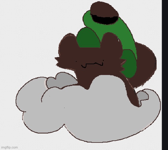he uses his tail to keep his hat in place while riding on his cloud | made w/ Imgflip meme maker