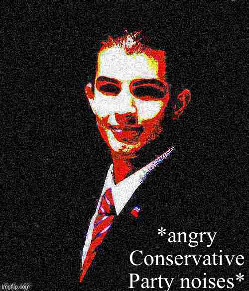 College conservative deep-fried 1 | *angry Conservative Party noises* | image tagged in college conservative deep-fried 1 | made w/ Imgflip meme maker