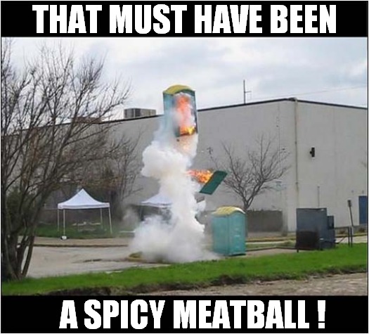 Too Hot ! | THAT MUST HAVE BEEN; A SPICY MEATBALL ! | image tagged in fun,exploding,toilet,spicy,meatball | made w/ Imgflip meme maker