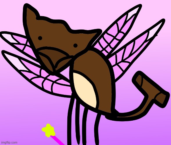 the drawing idea generator app told me to draw my favorite dinosaur as a fairy so uh | made w/ Imgflip meme maker