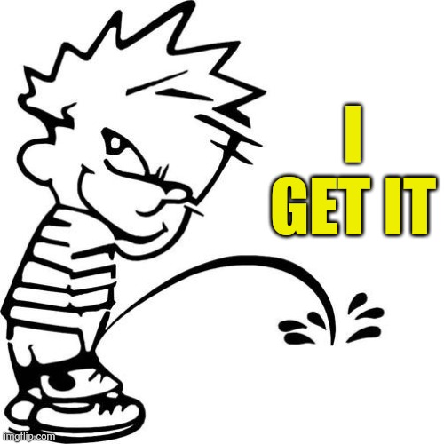 Calvin Peeing | I GET IT | image tagged in calvin peeing | made w/ Imgflip meme maker