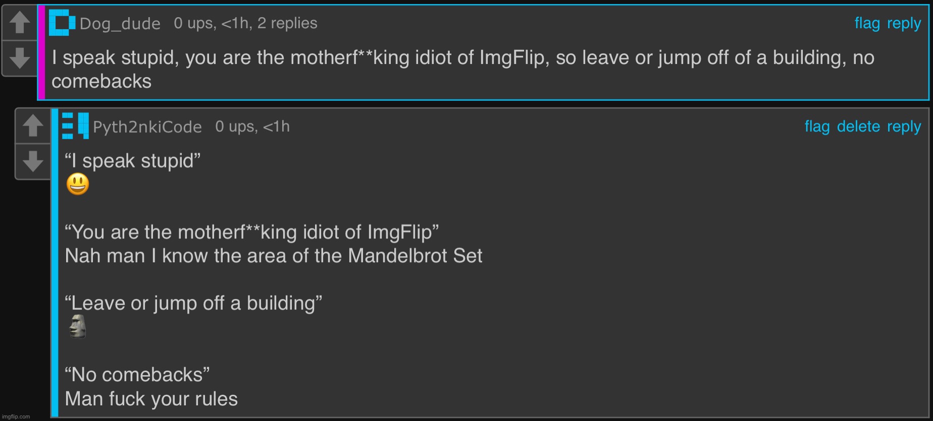 This mf is somehow dumb enough to not realize he actually told me to off myself :skull: | made w/ Imgflip meme maker
