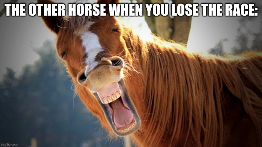 The Other Horse When You Lose The Race | THE OTHER HORSE WHEN YOU LOSE THE RACE: | image tagged in horse,memes,race | made w/ Imgflip meme maker