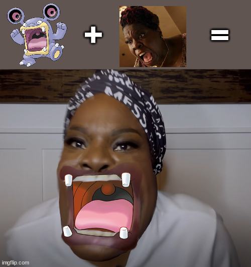 The resemblance of these two big-mouths is uncanny |  =; + | image tagged in pokemon,leslie jones,big mouth,loudred,math,the resemblance is uncanny | made w/ Imgflip meme maker