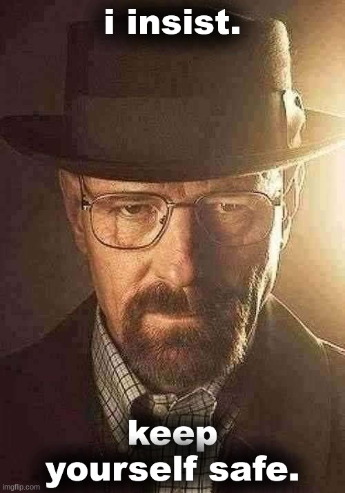 i insist. keep yourself safe. | made w/ Imgflip meme maker