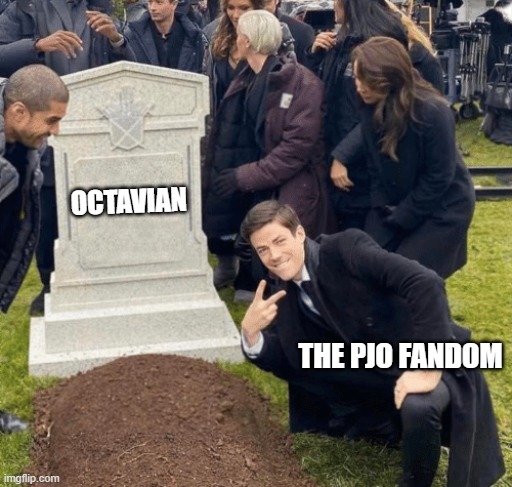 was anyone else this happy????? |  OCTAVIAN; THE PJO FANDOM | image tagged in grant gustin over grave,percy jackson,fandom,happy sounds | made w/ Imgflip meme maker