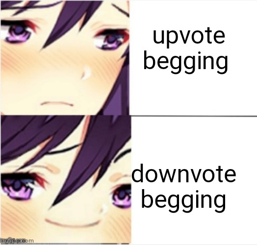 maybe | upvote begging; downvote begging | image tagged in yuri ddlc template,idk,lol | made w/ Imgflip meme maker