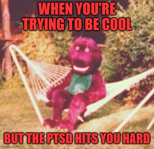 Shadow on the bridge be like | WHEN YOU'RE TRYING TO BE COOL; BUT THE PTSD HITS YOU HARD | image tagged in when the drugs hit you hard,sonic the hedgehog | made w/ Imgflip meme maker