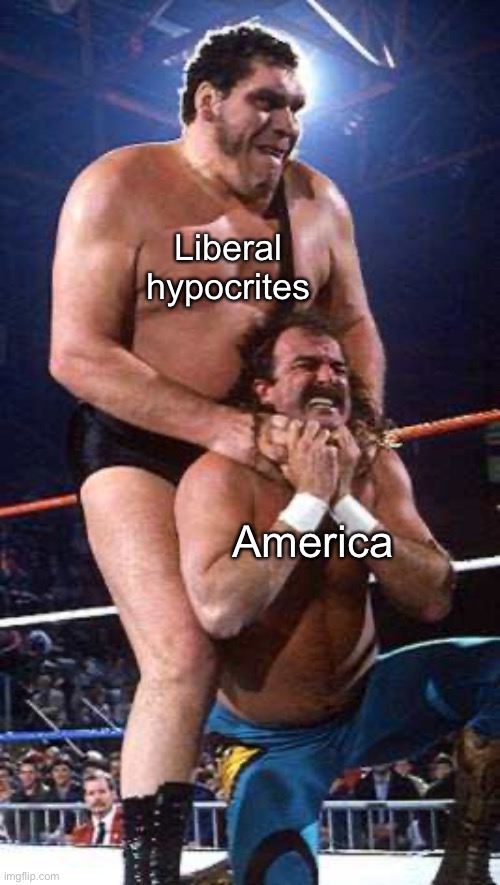 Andre the Giant | Liberal hypocrites; America | image tagged in andre the giant | made w/ Imgflip meme maker