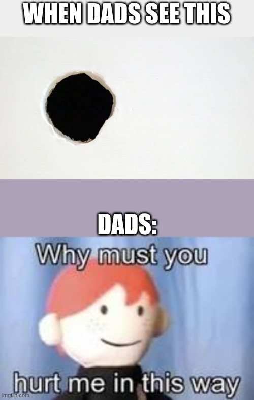 oof | WHEN DADS SEE THIS; DADS: | image tagged in why must you hurt me in this way | made w/ Imgflip meme maker