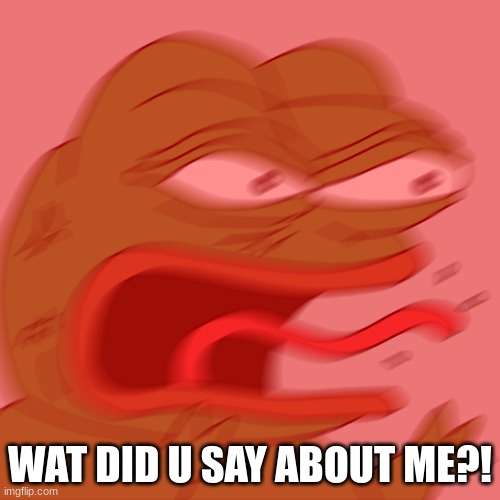 Rage Pepe | WAT DID U SAY ABOUT ME?! | image tagged in rage pepe | made w/ Imgflip meme maker