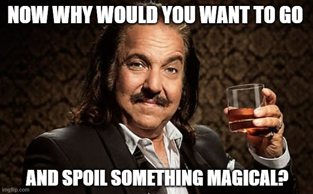 Ron Jeremy | NOW WHY WOULD YOU WANT TO GO AND SPOIL SOMETHING MAGICAL? | image tagged in ron jeremy | made w/ Imgflip meme maker