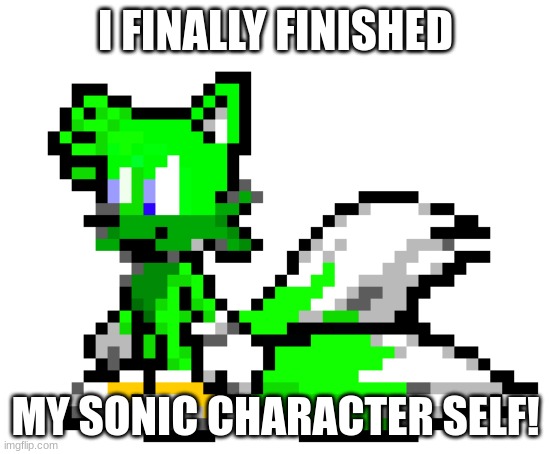 My sonic self! |  I FINALLY FINISHED; MY SONIC CHARACTER SELF! | image tagged in art | made w/ Imgflip meme maker