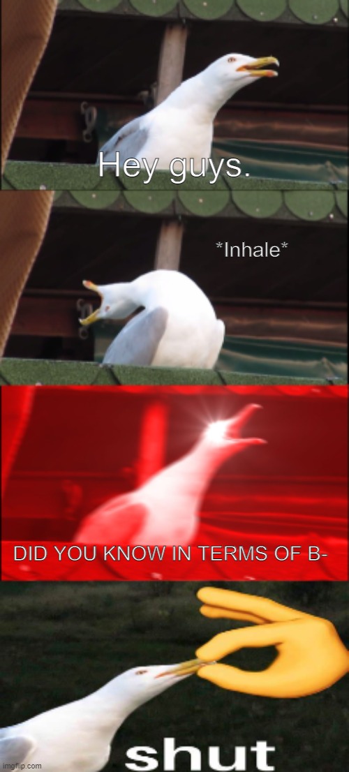 Me when I see a copy joke. | Hey guys. *Inhale*; DID YOU KNOW IN TERMS OF B- | image tagged in seagull gets shut,pokemon,gaming,memes,inhaling seagull,shut bird | made w/ Imgflip meme maker