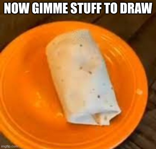 JimmyHere Burrito | NOW GIMME STUFF TO DRAW | image tagged in jimmyhere burrito | made w/ Imgflip meme maker