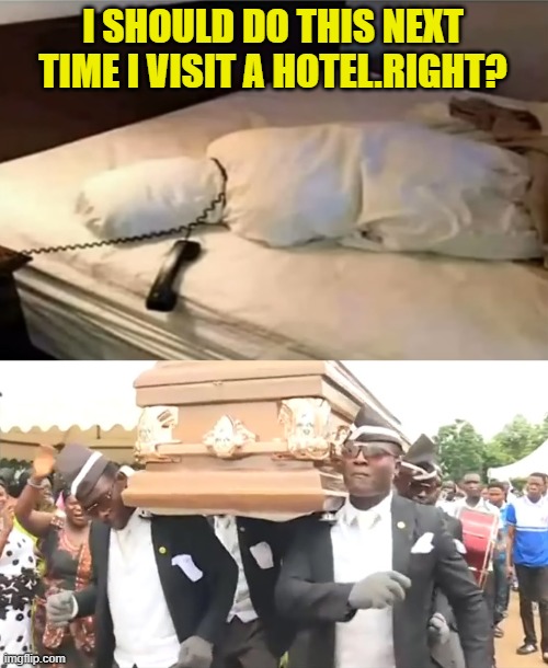 I SHOULD DO THIS NEXT TIME I VISIT A HOTEL.RIGHT? | image tagged in coffin dance | made w/ Imgflip meme maker