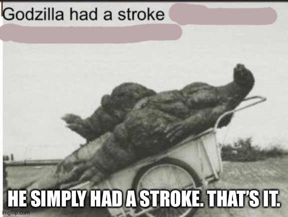 Godzilla | HE SIMPLY HAD A STROKE. THAT’S IT. | image tagged in godzilla | made w/ Imgflip meme maker