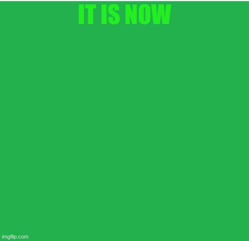 Green Screen | IT IS NOW | image tagged in green screen | made w/ Imgflip meme maker