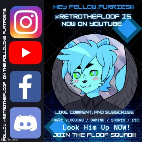 Just a little advertising (my bf Simo made this and asked me to post it here :3) | image tagged in youtube,instagram,facebook,discord,advertising,furry | made w/ Imgflip meme maker
