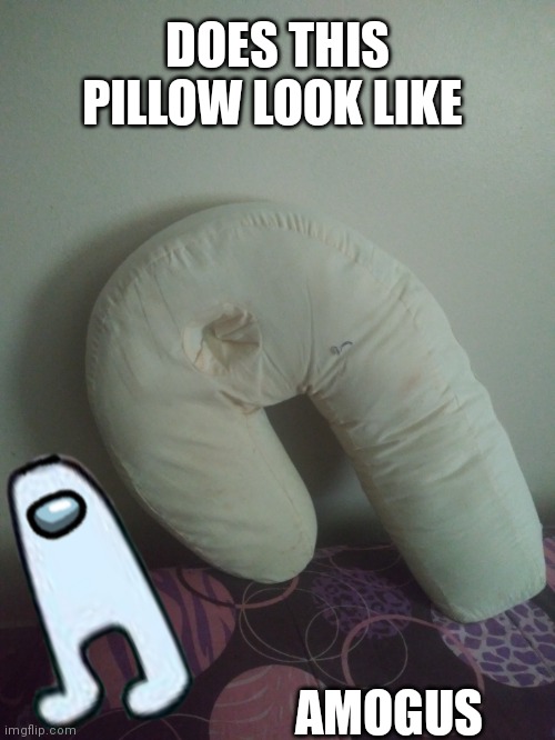 Sussy | DOES THIS PILLOW LOOK LIKE; AMOGUS | image tagged in sussy baka,amogus | made w/ Imgflip meme maker