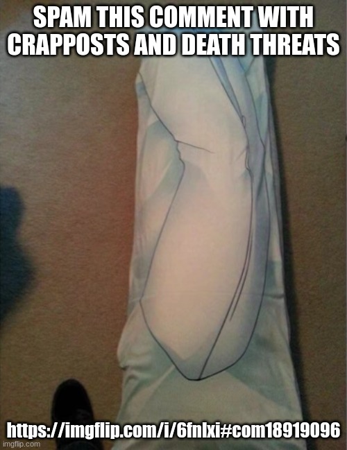 body pillow body pillow | SPAM THIS COMMENT WITH CRAPPOSTS AND DEATH THREATS; https://imgflip.com/i/6fnlxi#com18919096 | image tagged in body pillow body pillow | made w/ Imgflip meme maker