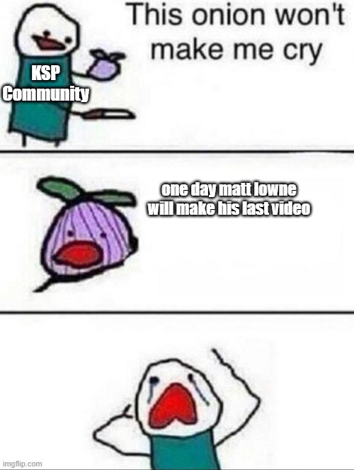 sub to matt lowne |  KSP Community; one day matt lowne will make his last video | image tagged in this onion wont make me cry | made w/ Imgflip meme maker