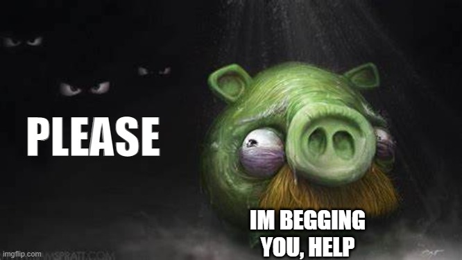 Realistic Pig In Dark | PLEASE IM BEGGING YOU, HELP | image tagged in realistic pig in dark | made w/ Imgflip meme maker