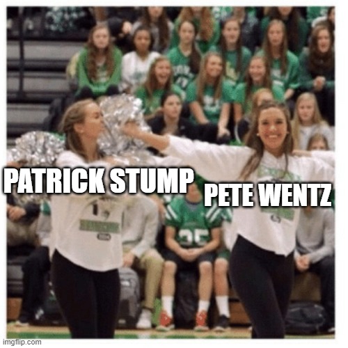Pete Wentz is good boy | PATRICK STUMP; PETE WENTZ | image tagged in stealing spotlight,fall out boy | made w/ Imgflip meme maker