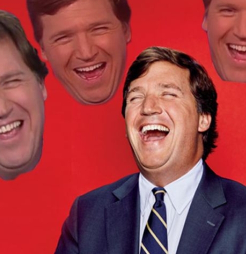 High Quality Tucker Carlson laughing at his audience Blank Meme Template