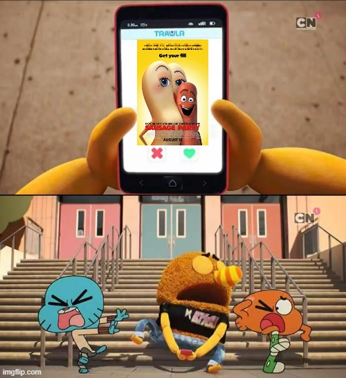 I hate Sausage party | image tagged in gumball,bad movie,the amazing world of gumball | made w/ Imgflip meme maker