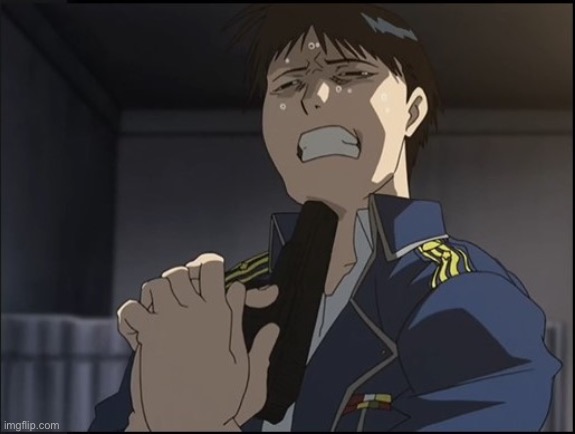 Roy Mustang attempted suicide | image tagged in roy mustang attempted suicide | made w/ Imgflip meme maker