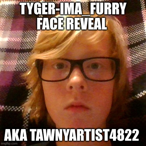 Tyger face reveal!!! | TYGER-IMA_FURRY FACE REVEAL; AKA TAWNYARTIST4822 | image tagged in face reveal | made w/ Imgflip meme maker