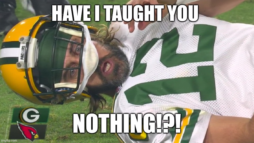 Aaron Rodgers shocked | HAVE I TAUGHT YOU; NOTHING!?! | image tagged in aaron rodgers shocked | made w/ Imgflip meme maker
