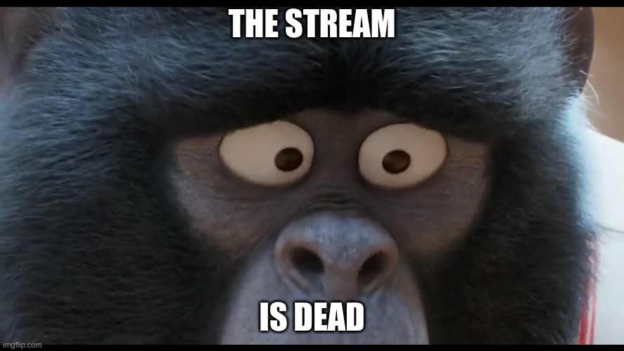 the clock is ticking... | THE STREAM; IS DEAD | image tagged in sing 2 johnny stare | made w/ Imgflip meme maker
