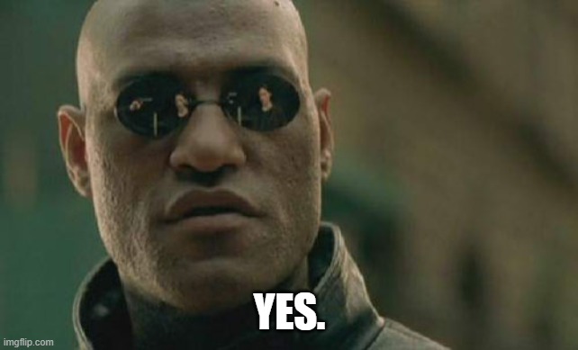 Matrix Morpheus Meme | YES. | image tagged in memes,matrix morpheus | made w/ Imgflip meme maker