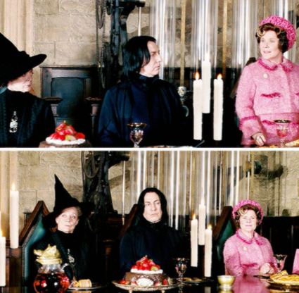 Snape and Mcgonagall with the pinkish dumb head Blank Meme Template