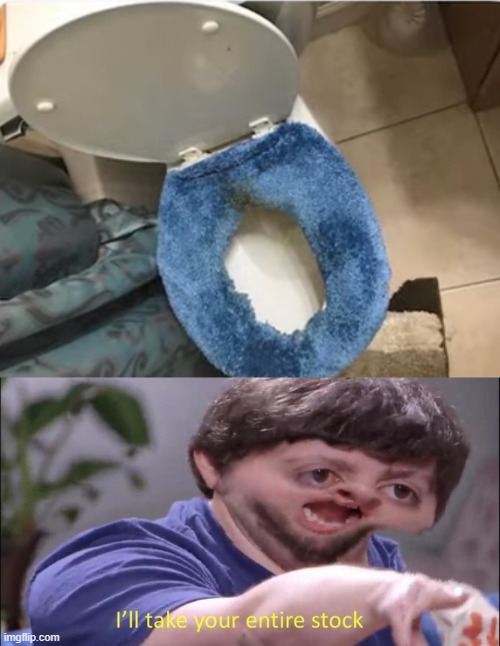 finally a comfortable toilet | image tagged in i'll take your entire stock | made w/ Imgflip meme maker