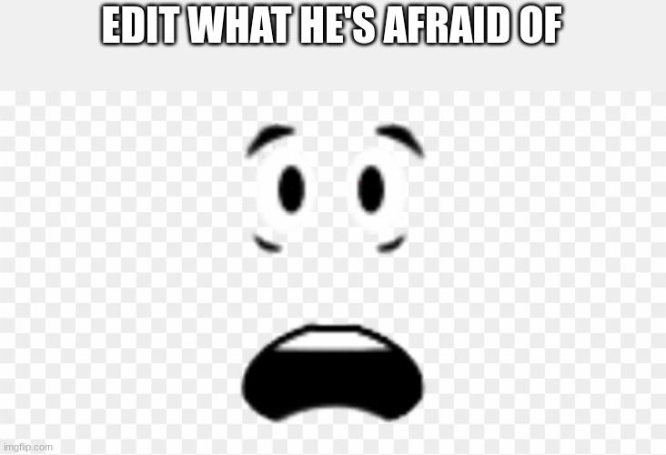 edit what he's afraid of ( BE SERIOUS ) | EDIT WHAT HE'S AFRAID OF | image tagged in roblox,face | made w/ Imgflip meme maker