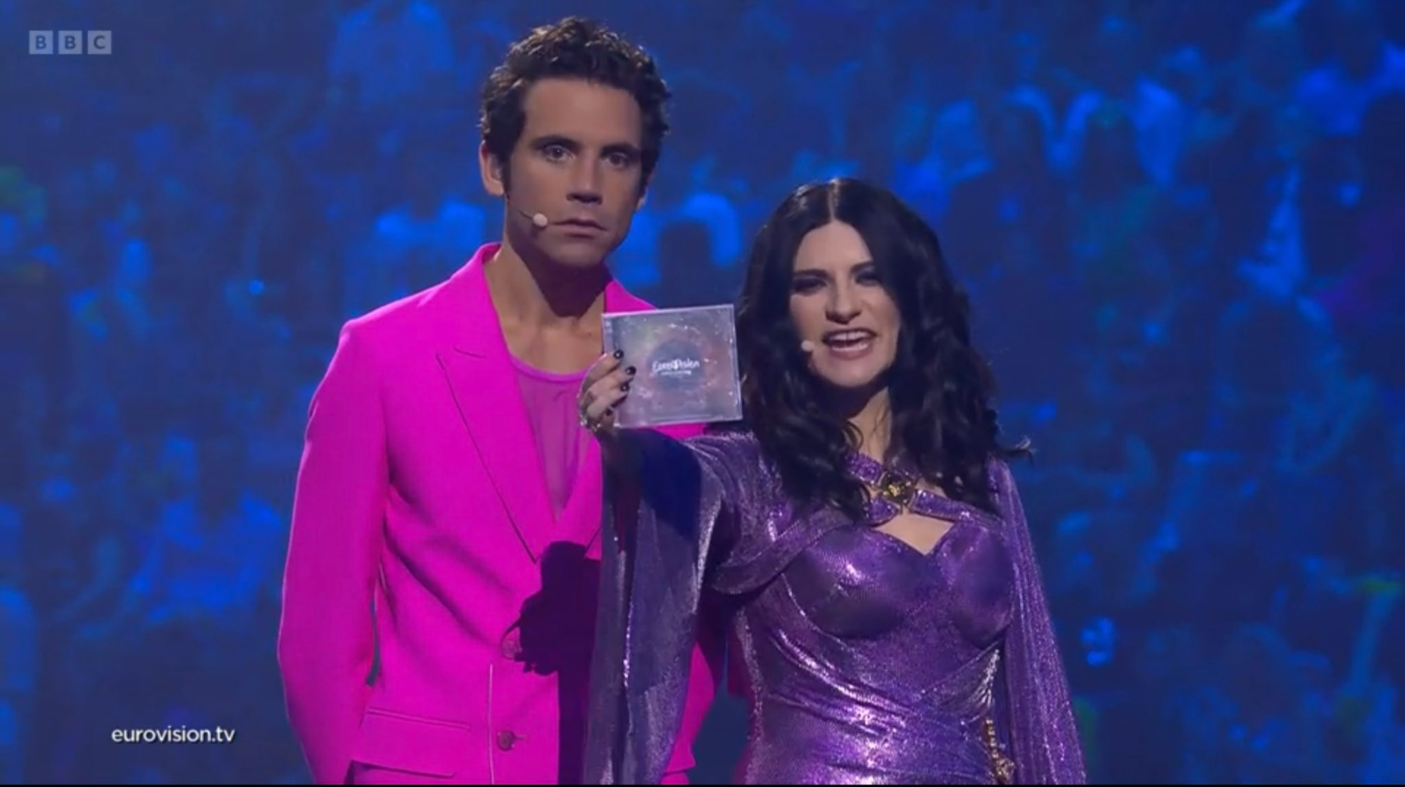 High Quality Eurovision Mika Showing a CD Blank Meme Template