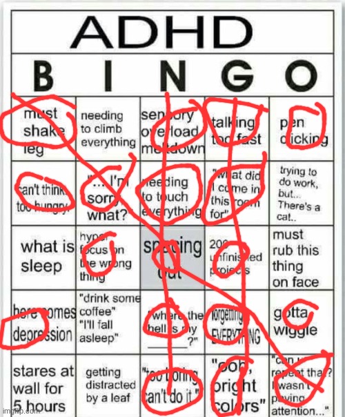 should be doing work but its boring | image tagged in adhd bingo | made w/ Imgflip meme maker