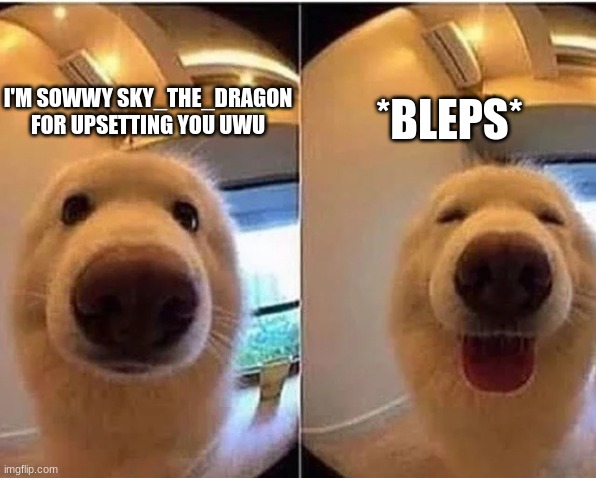 *BLEP* | I'M SOWWY SKY_THE_DRAGON FOR UPSETTING YOU UWU; *BLEPS* | image tagged in wholesome doggo,blep | made w/ Imgflip meme maker