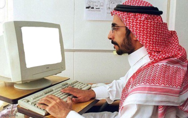 Arabic guy on computer transparent image | image tagged in arabic guy on computer transparent image | made w/ Imgflip meme maker